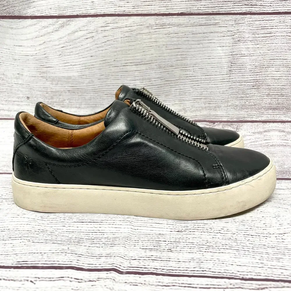 Frye Black Lena Zip Low Sneaker Shoes Size 7 M